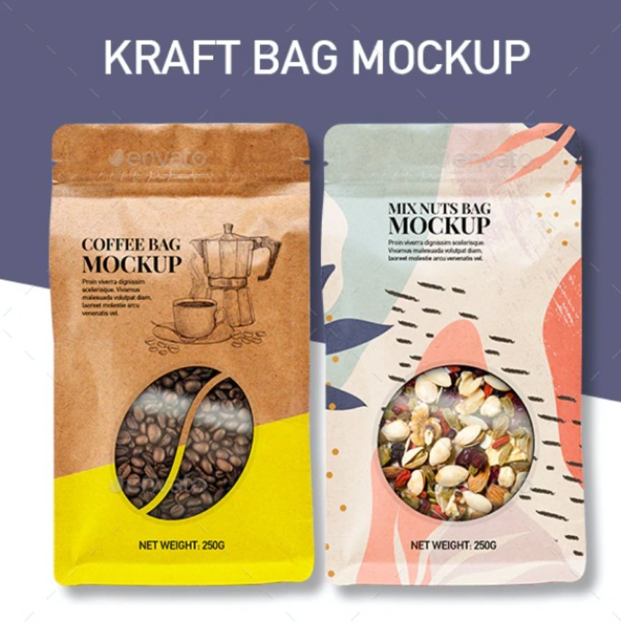 Kraft Pouch Bag Packaging Mockup