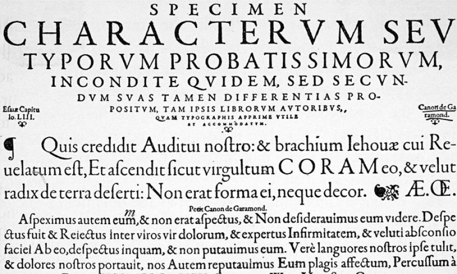 Font chữ của Claude Garamond Font chữ của Claude Garamond