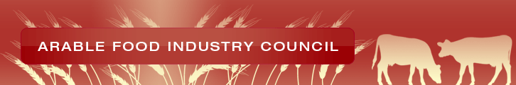 Red banner logo reading “Arable Food Industry Council” with silhouettes of livestock and crops