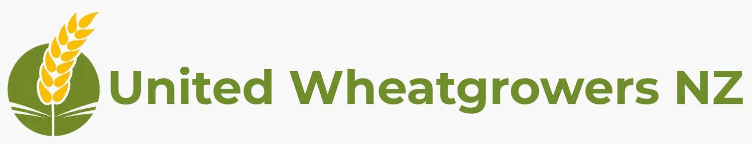 United Wheatgrowers NZ logo with brown wheat emblem and text on white background