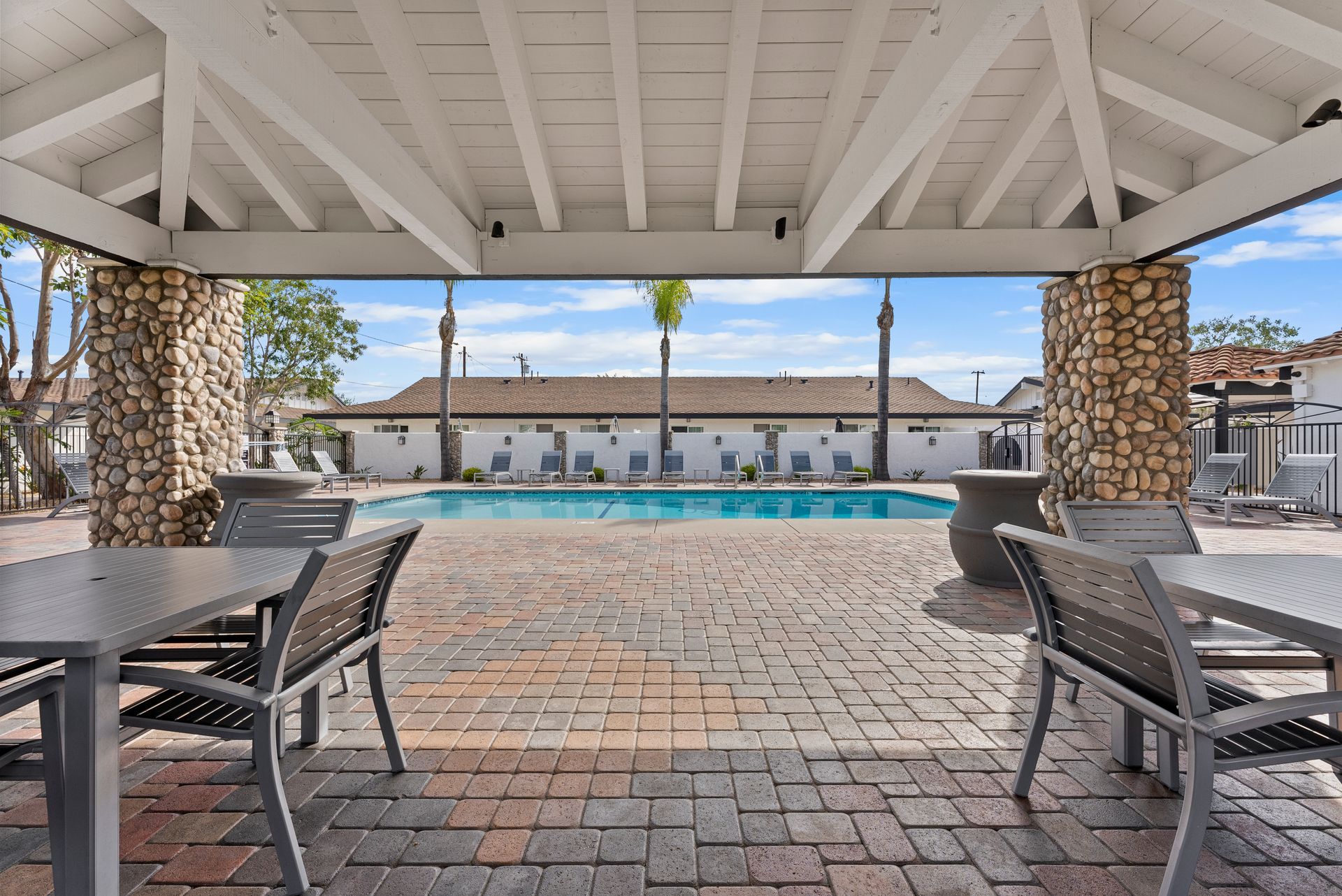 pool and chairs