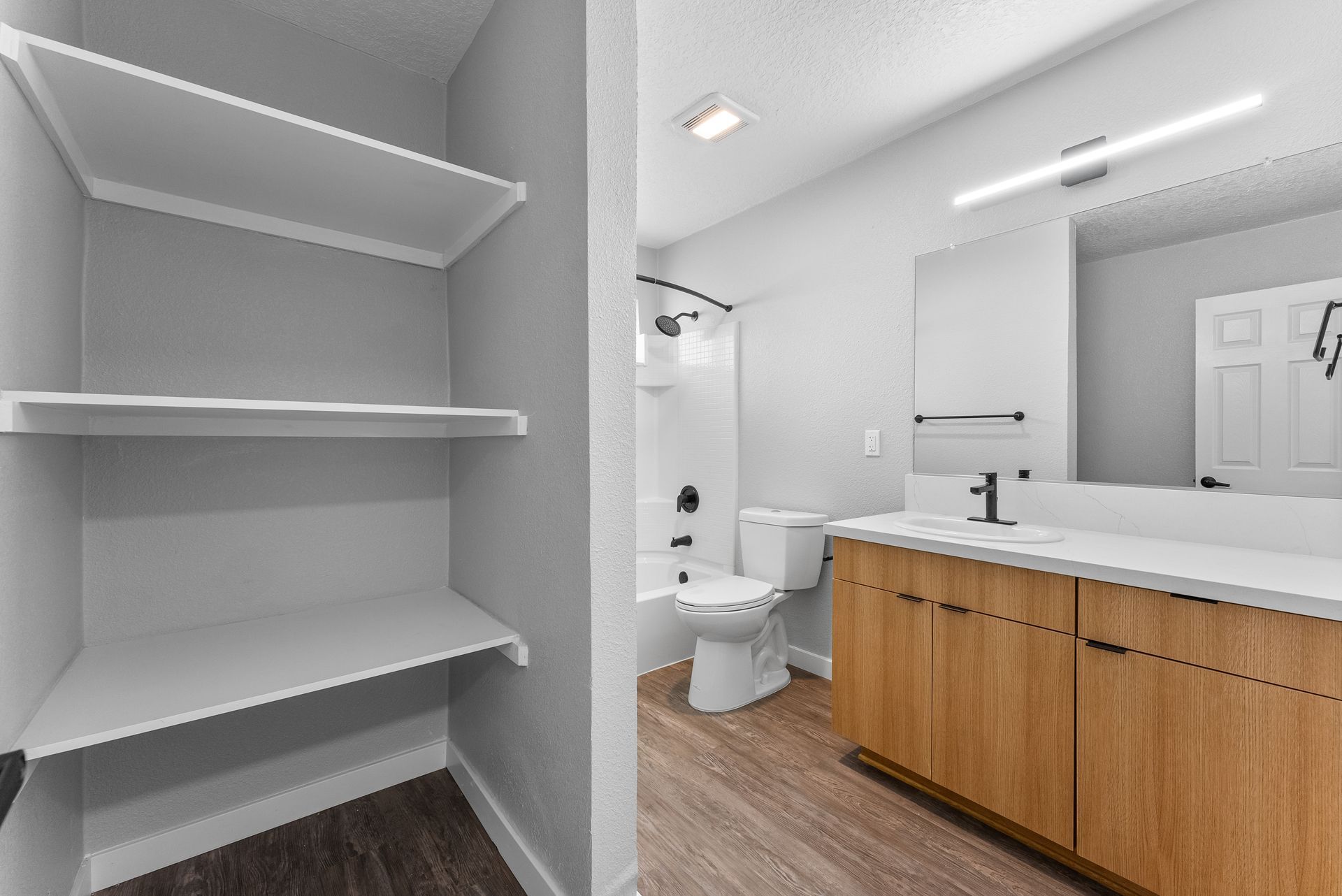 bathroom and closet
