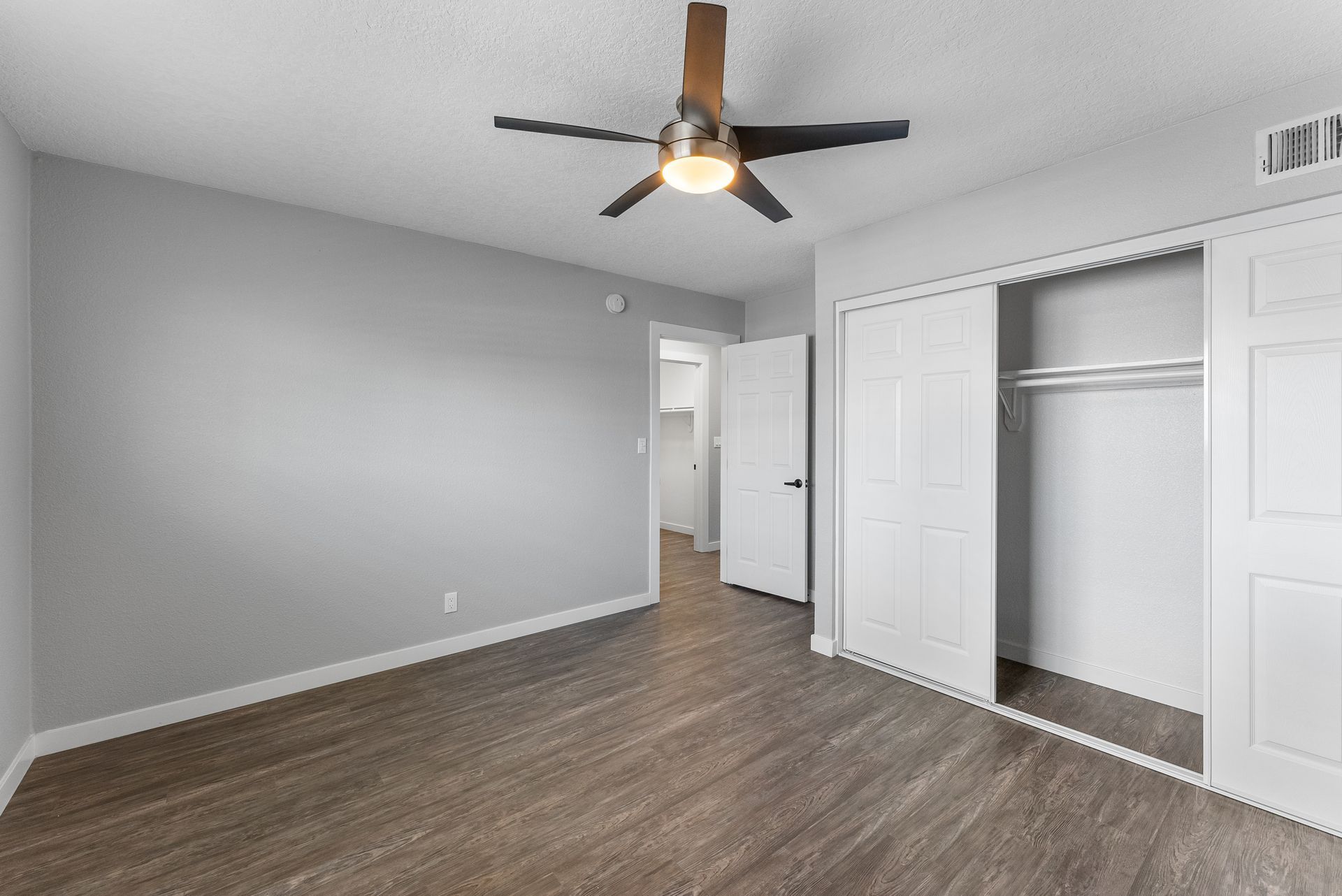 bedroom and closet