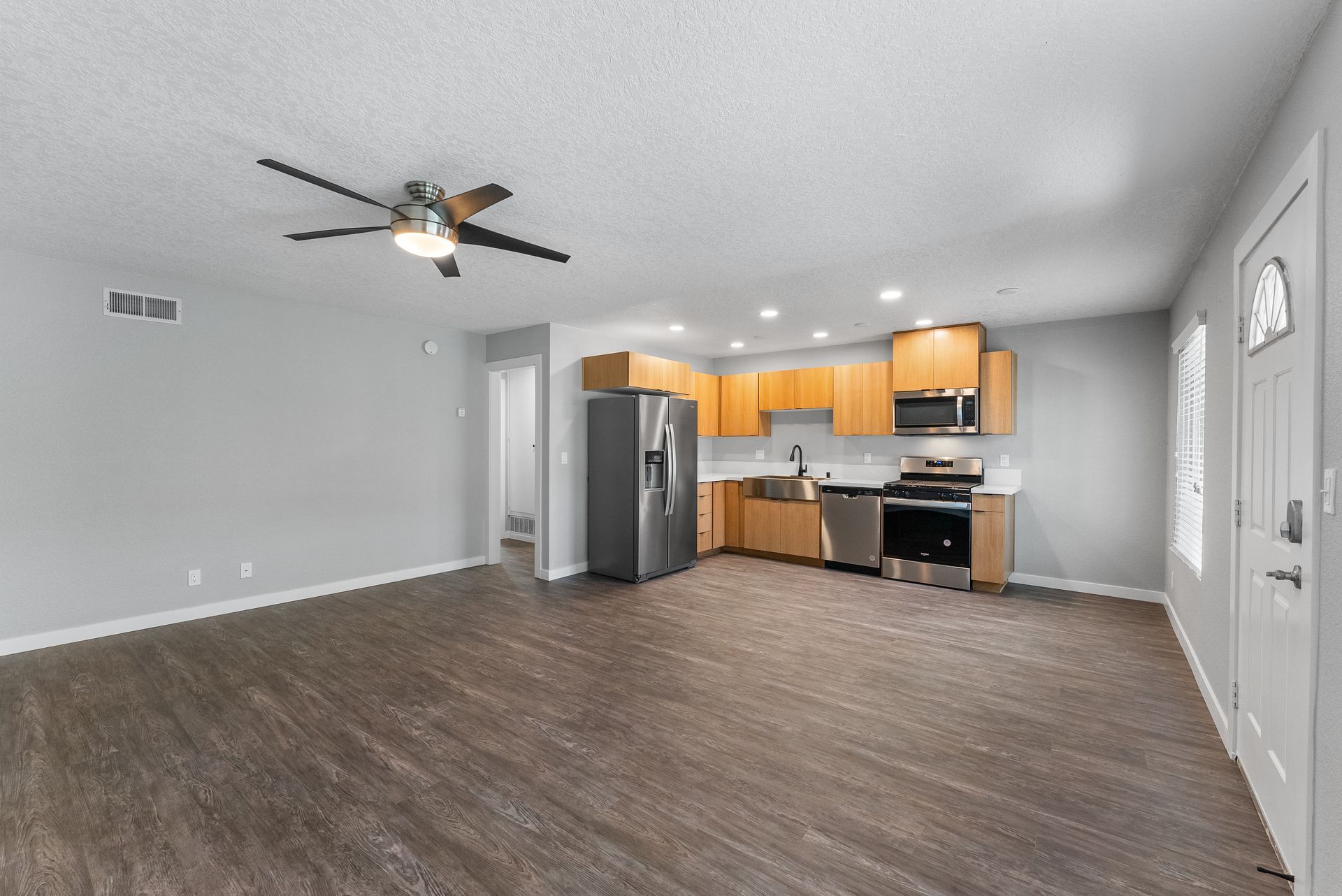 Interior living room and kitchen
