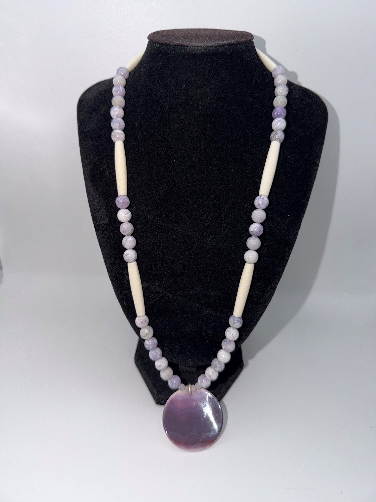 Native American Necklace w/ Wampum/Purple Turquoise