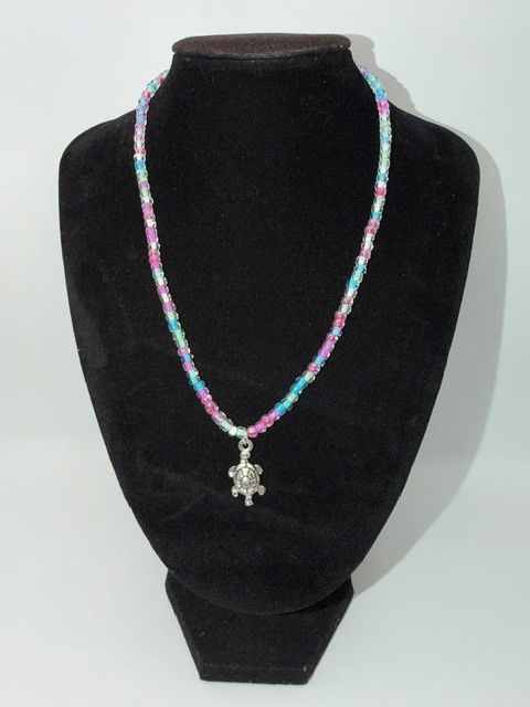 Children's Seed Bead Necklace/Turtle Charm