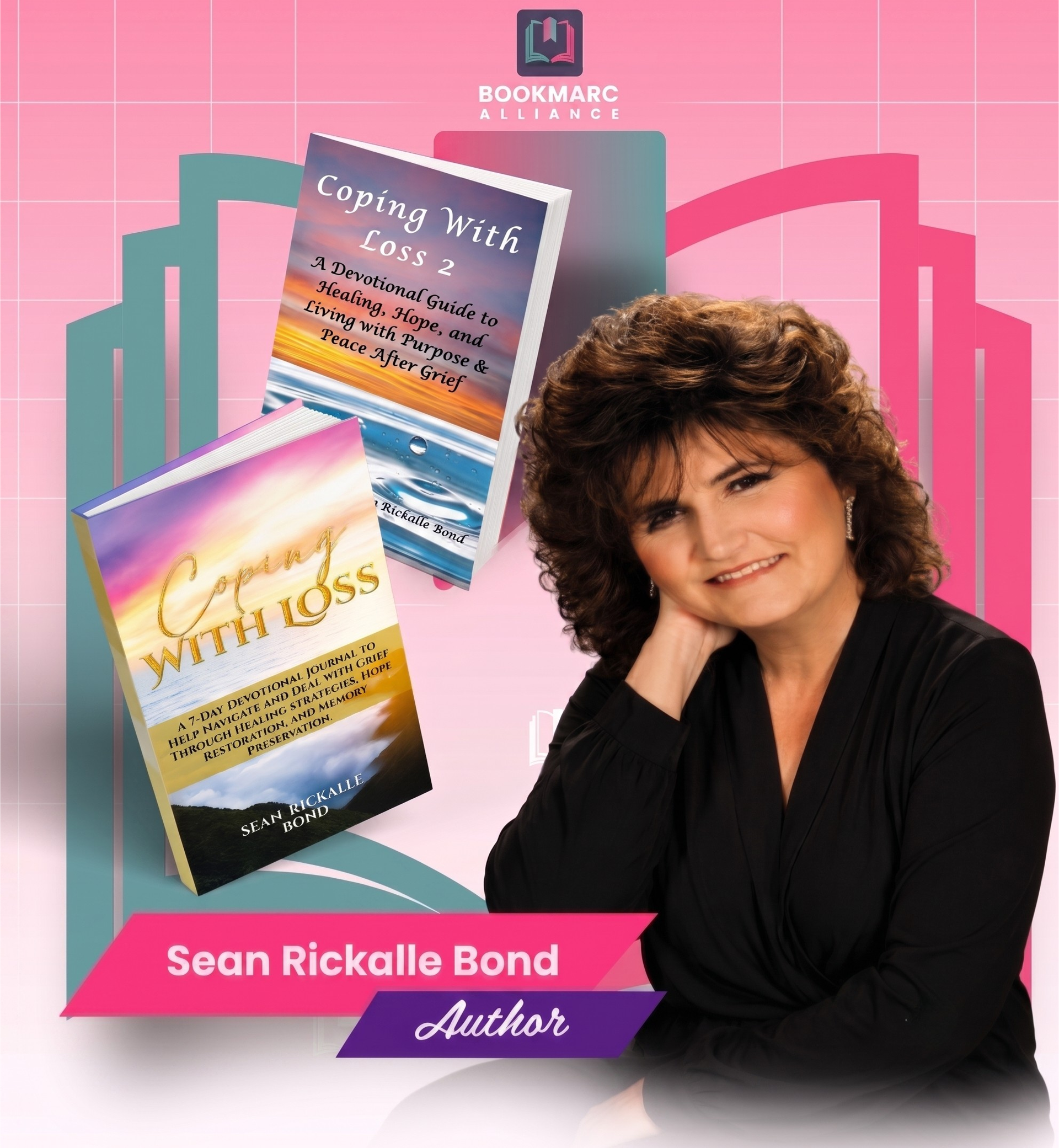 Book cover titled “Coping With Loss” with pastel sky, mountains, and author Sean Rickalle Bond.
