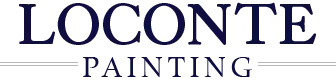 Logo for Loconte Painting, featuring dark blue text and a thin horizontal gray line below.