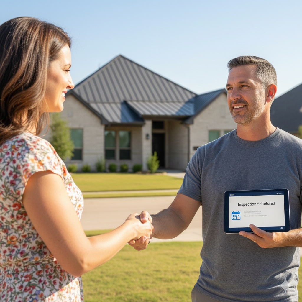 Cedar Park homeowner scheduling metal roofing inspection with local contractor