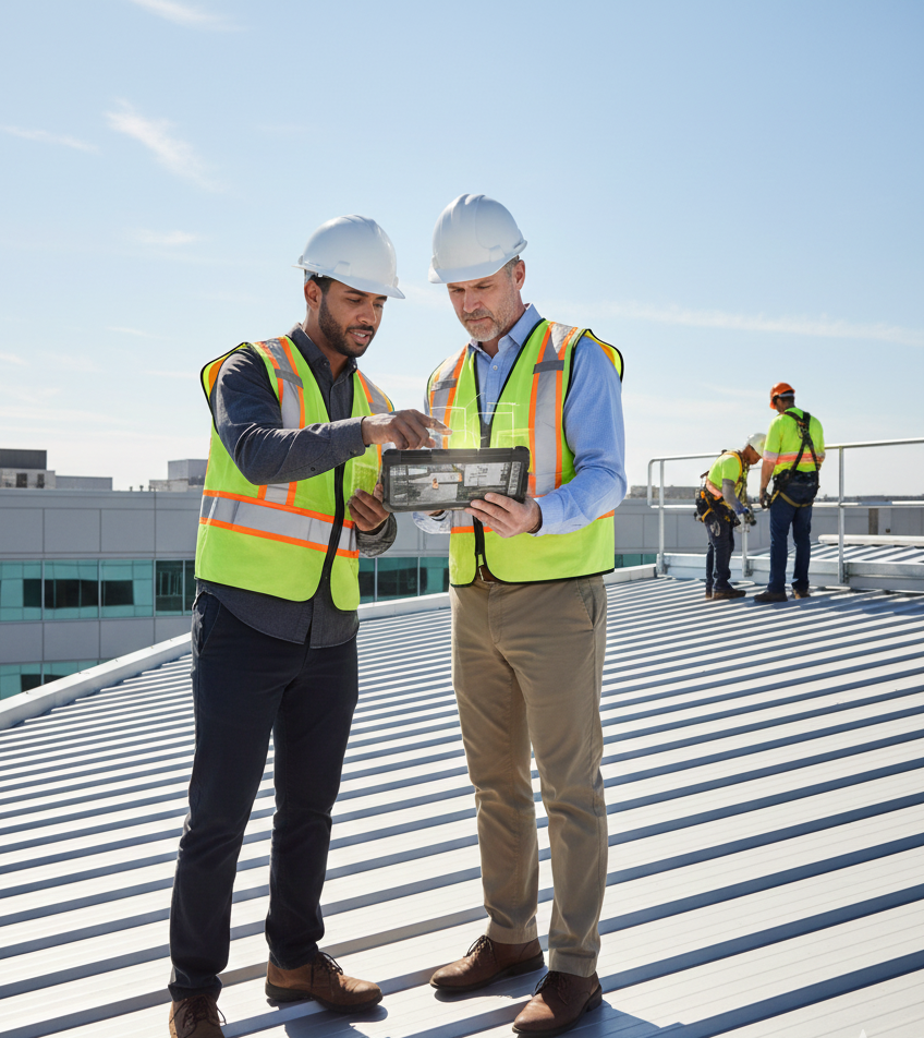 Commercial Metal Roofing Contractor on Roof