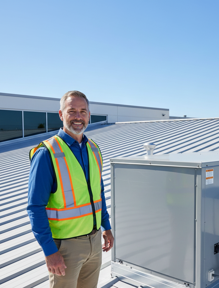Commercial Metal Roofing Inspection by Technician