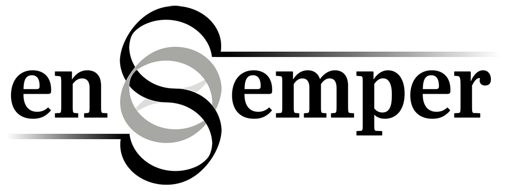 Een gestileerd logo met het woord 