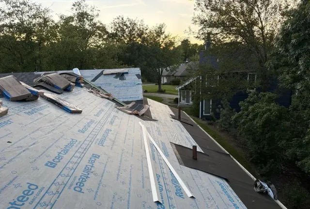 CertainTeed underlayment going down during a Mt. Airy, Cincinnati roof replacement