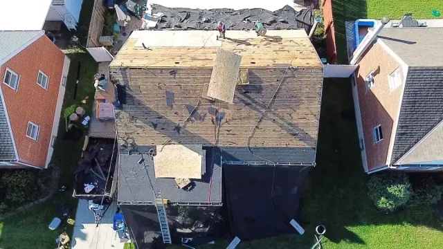 Completed OSB roof deck before underlayment on a White Oak, Cincinnati home