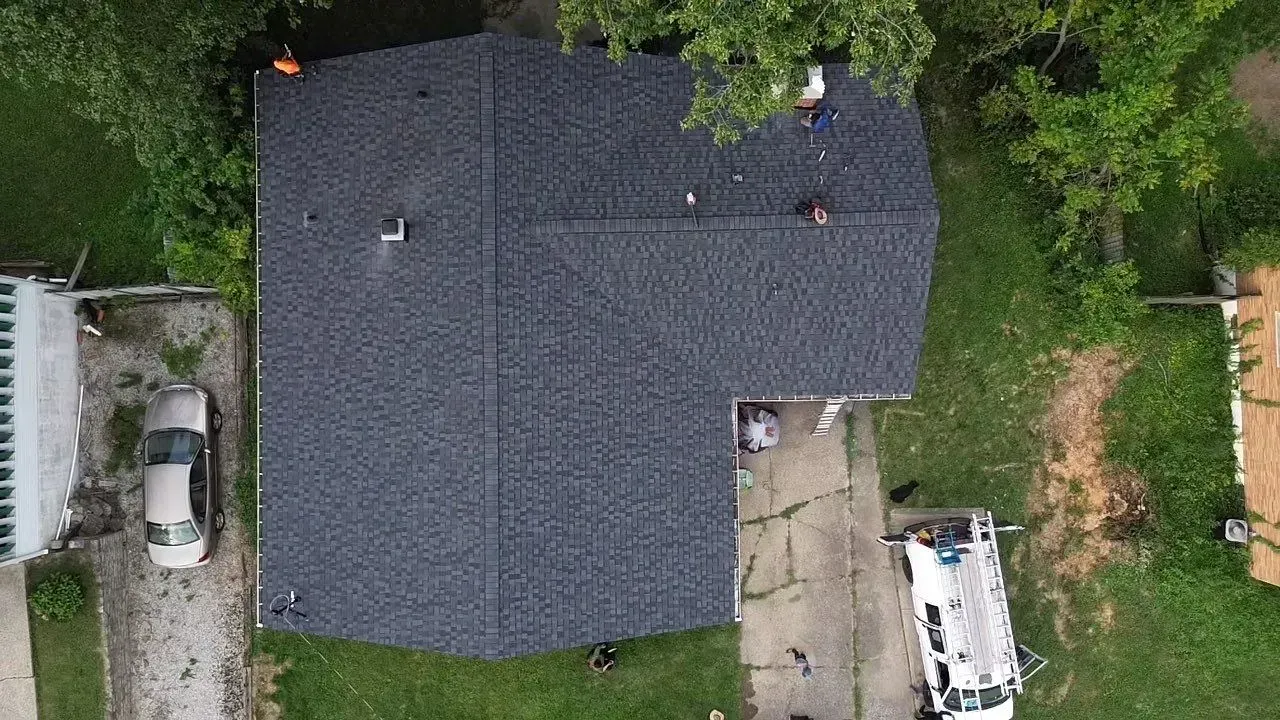 Finished CertainTeed Landmark PRO roof in Moire Black on a Florence, KY ranch