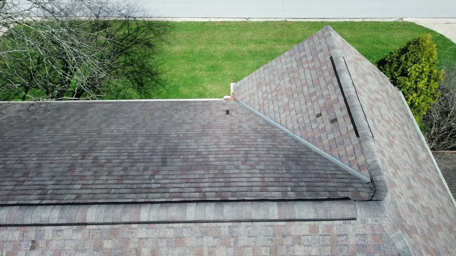 Original shingle roof and valley on a Florence, KY colonial before replacement