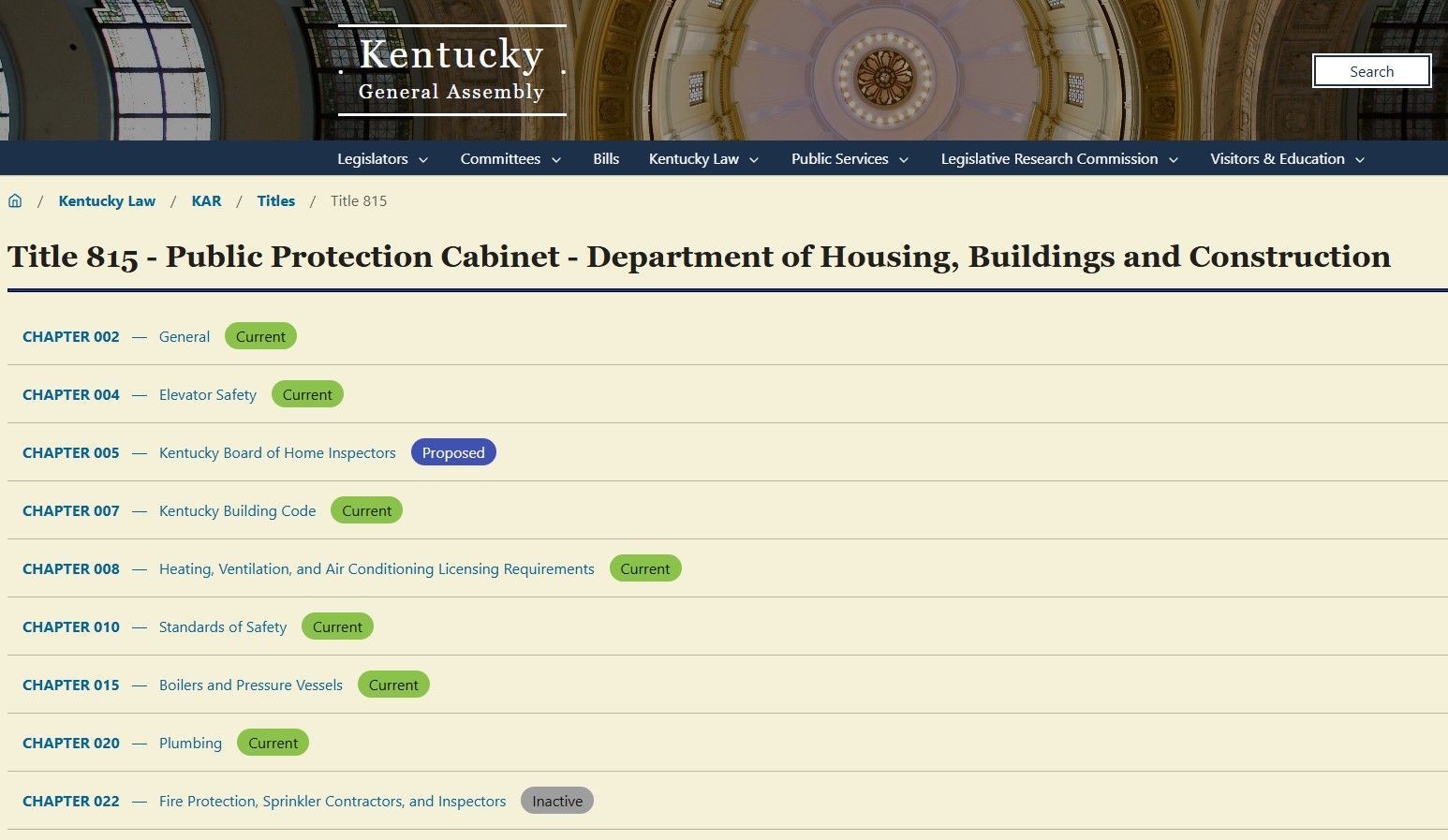 Title 815 from the Kentucky General Assembly page