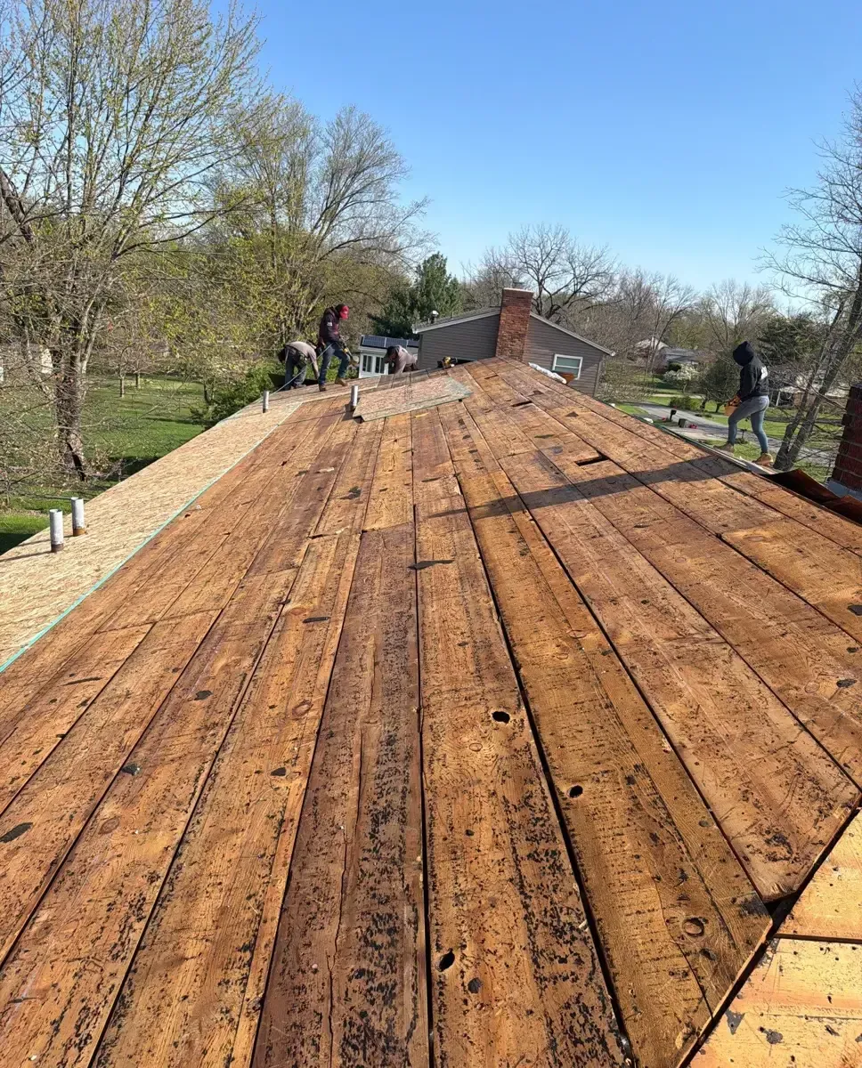 Spaced board roof decking exposed during tear-off in West Chester, OH