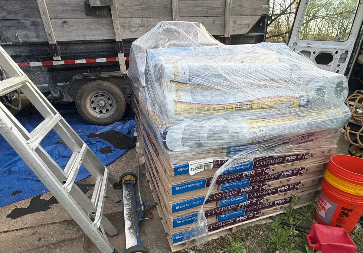 CertainTeed Landmark PRO shingles delivered for a West Chester roof replacement