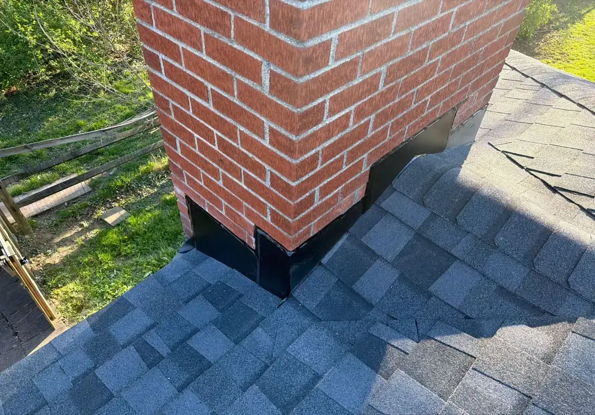 New chimney flashing on a West Chester roof replacement
