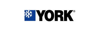 York logo in black with a blue snowflake icon on a white background