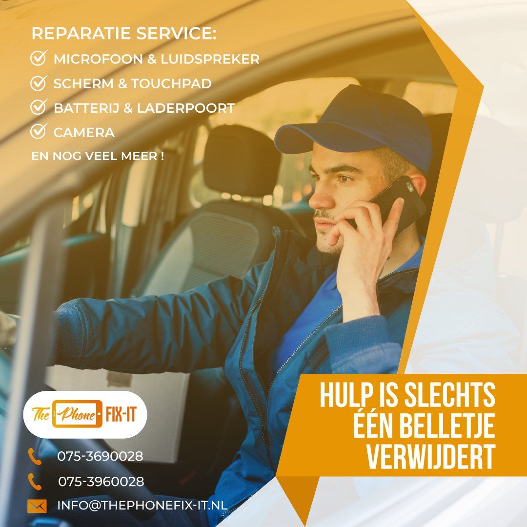 Een man zit in een auto en praat op een mobiele telefoon