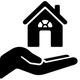 a hand is holding a house free icon