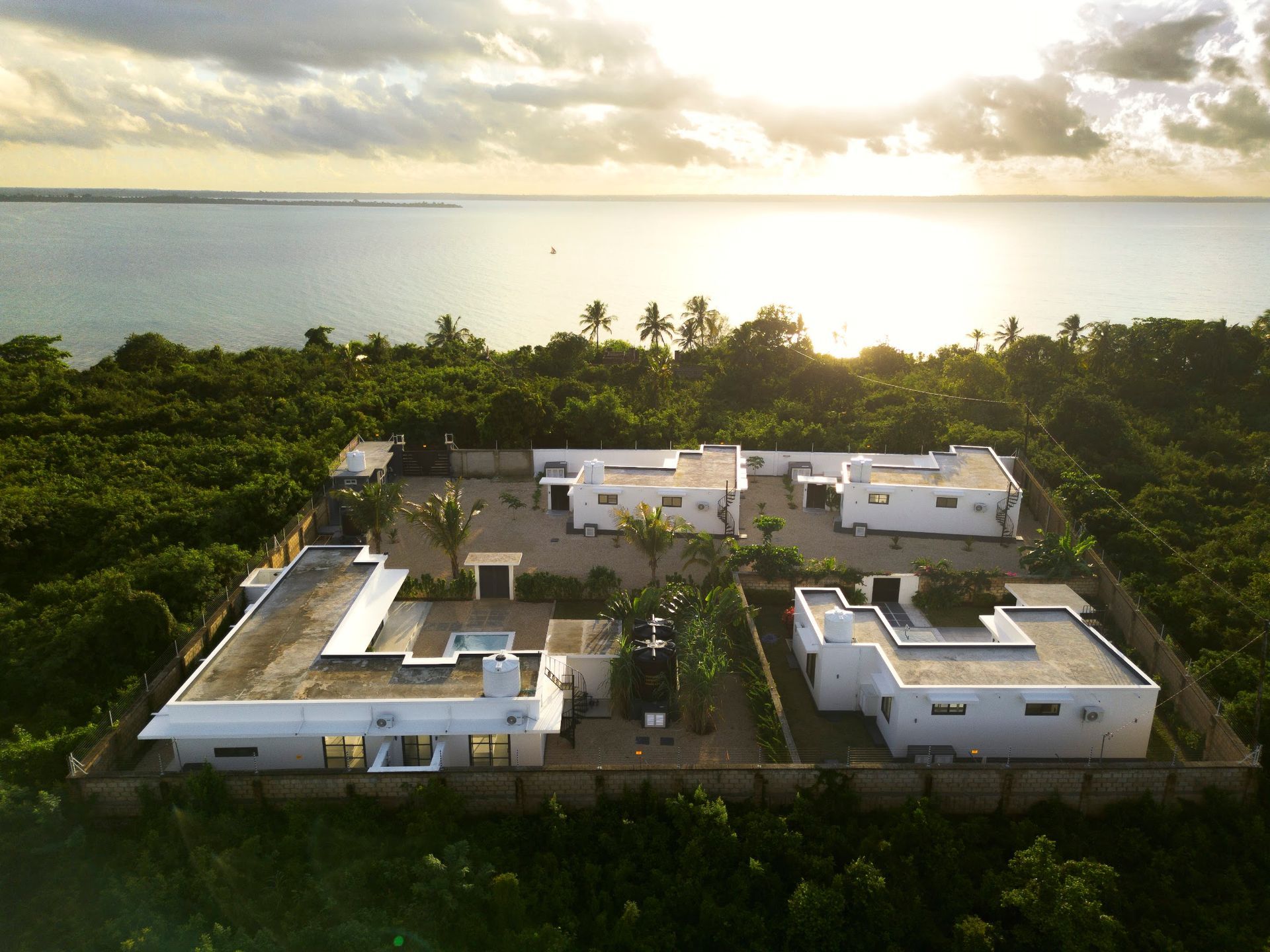 Aerial view of the Zanzibar Gems villa compound in Bweleo