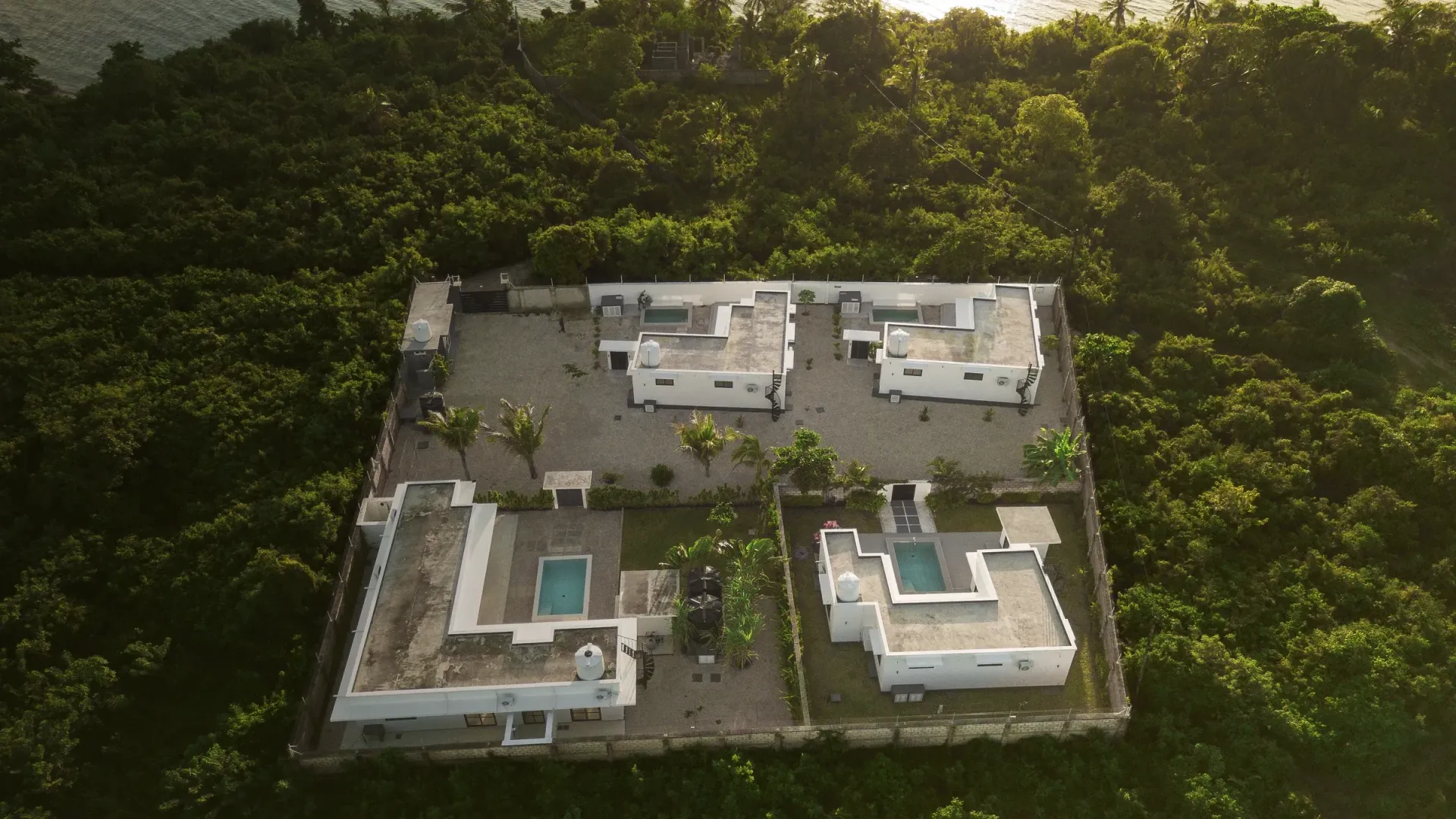 Aerial view of the Zanzibar Gems villas in Bweleo