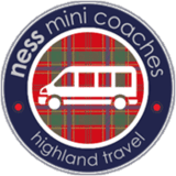 A logo for ness mini coaches highland travel