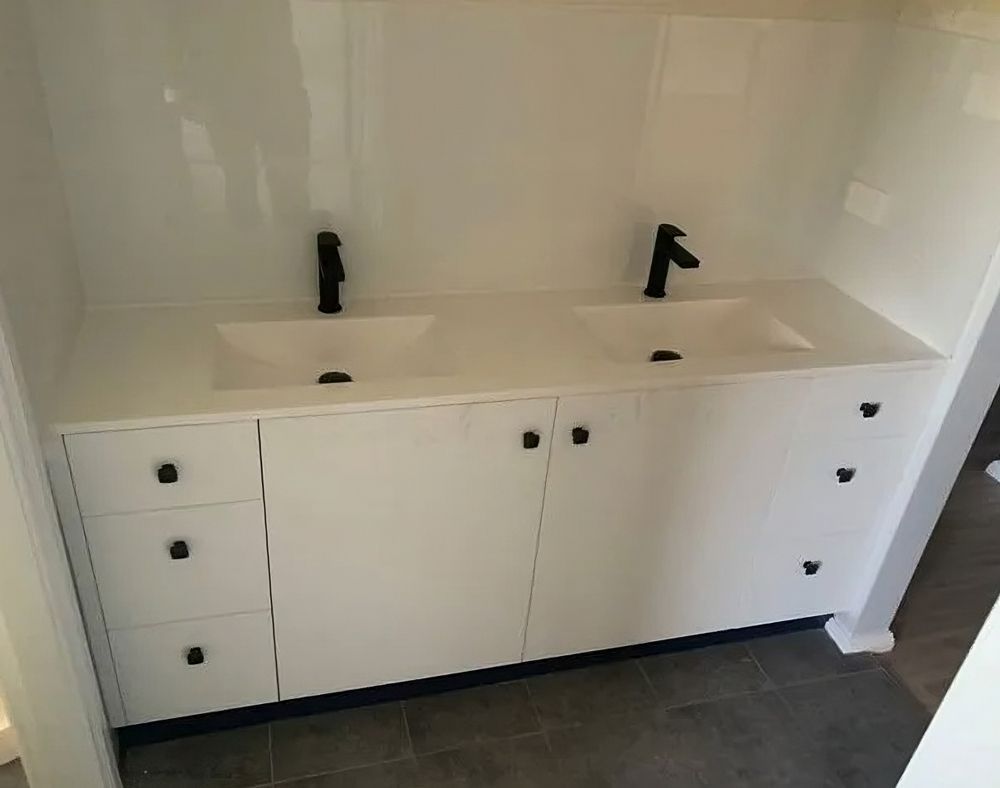 Installed Bathroom Sink with Black Tap — Mainline Plumbing & Civil Pty Ltd In Dubbo, NSW