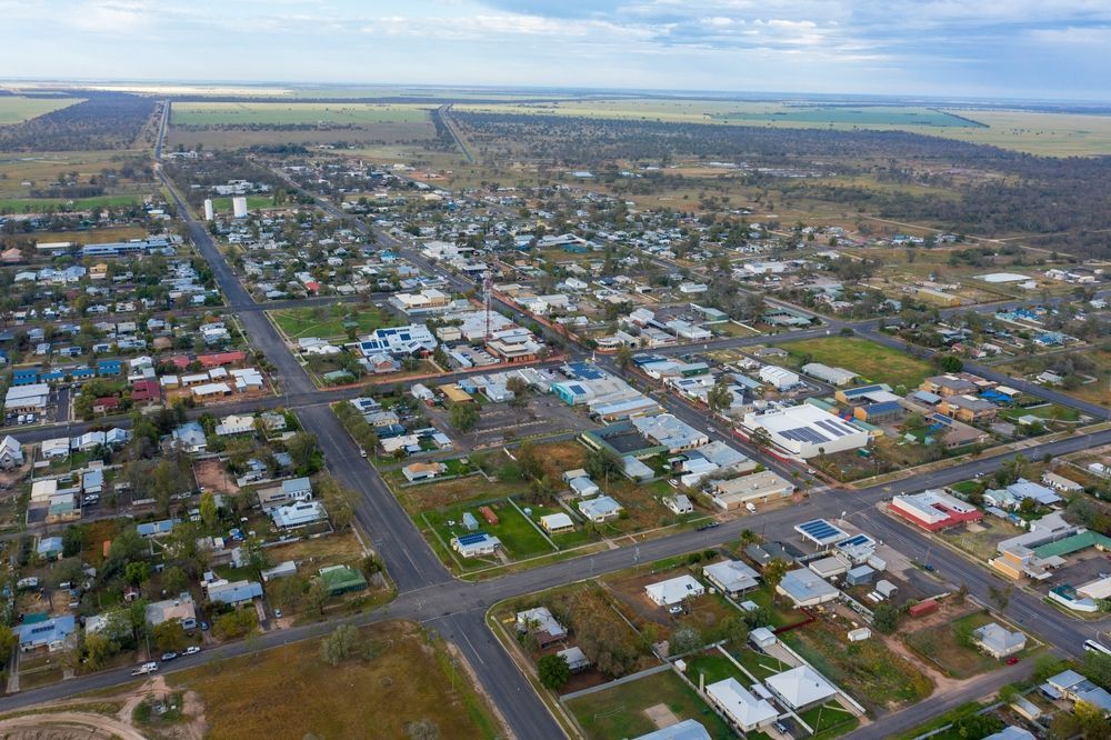 An Aerial View of a Small Town With Lots of Houses and Buildings — Mainline Plumbing & Civil Pty Ltd In Walgett, NSW