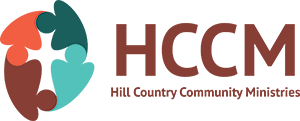 Logo for Hill Country Community Ministries; four figures in circle, text: 