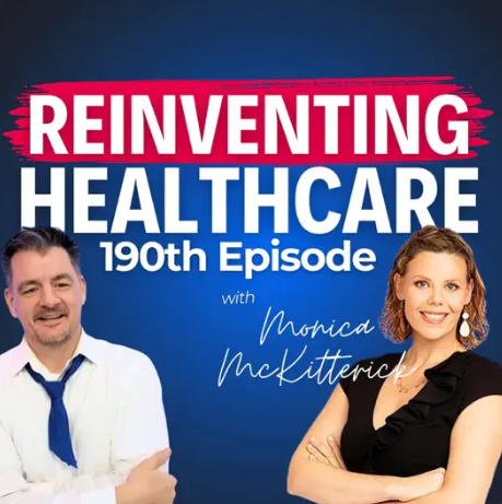 Podcast cover: Two people with text
