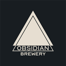 Obsidian Brewery logo: Cream triangle with black outline above text 