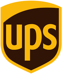 The ups logo is on a brown and yellow shield.