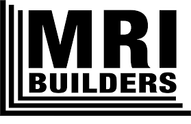 Logo for MRI Builders: Black text