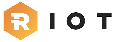Logo for RIOT IoT, featuring an orange hexagon with a stylized