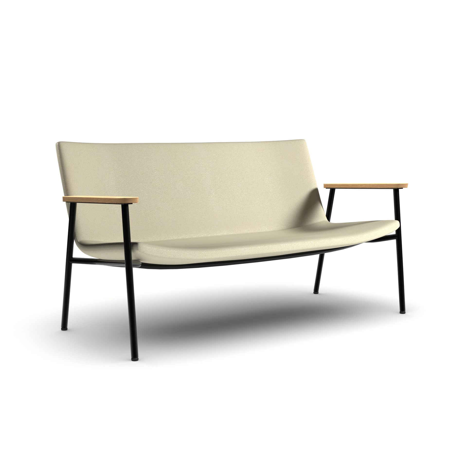 Metal leg bench with arms