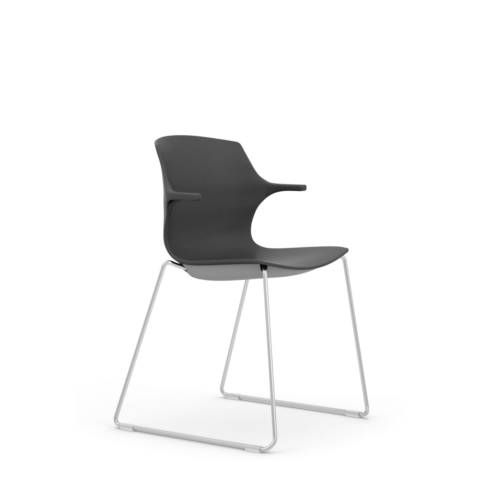 Stackable sled chair with arms