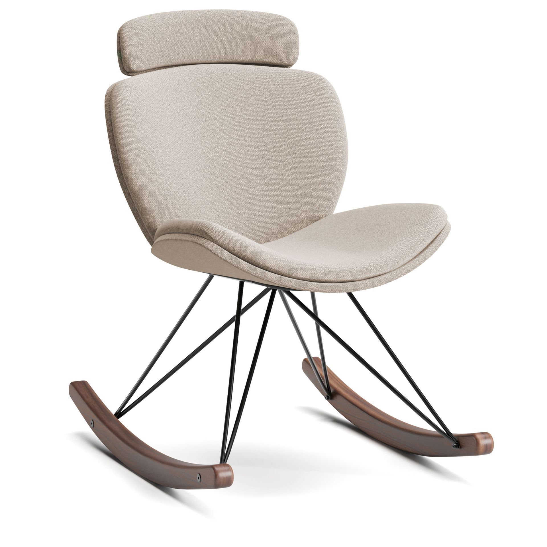 Rocking chair with head rest and arms