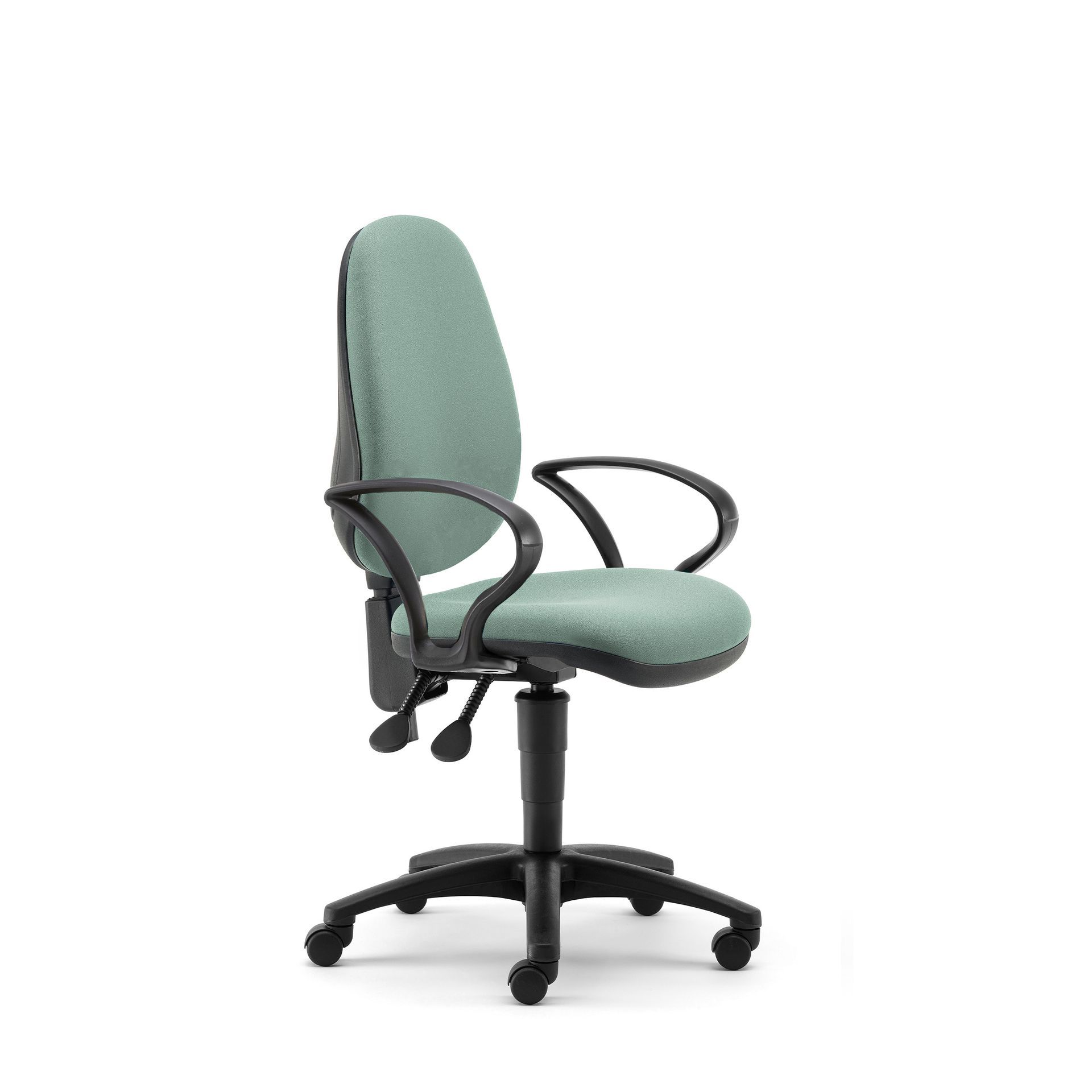 High back task chair with arms