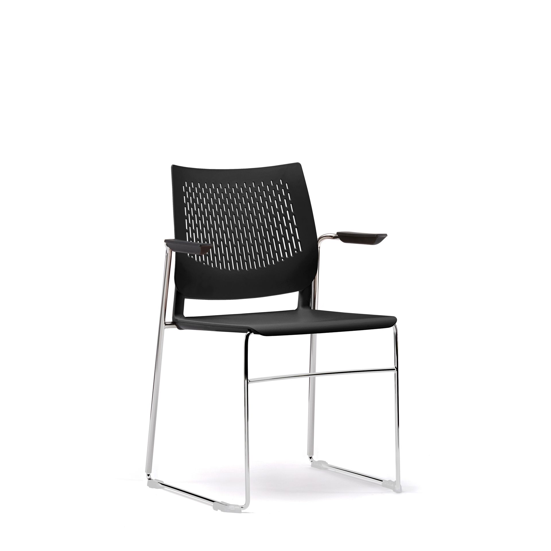Stackable sled chair with arms