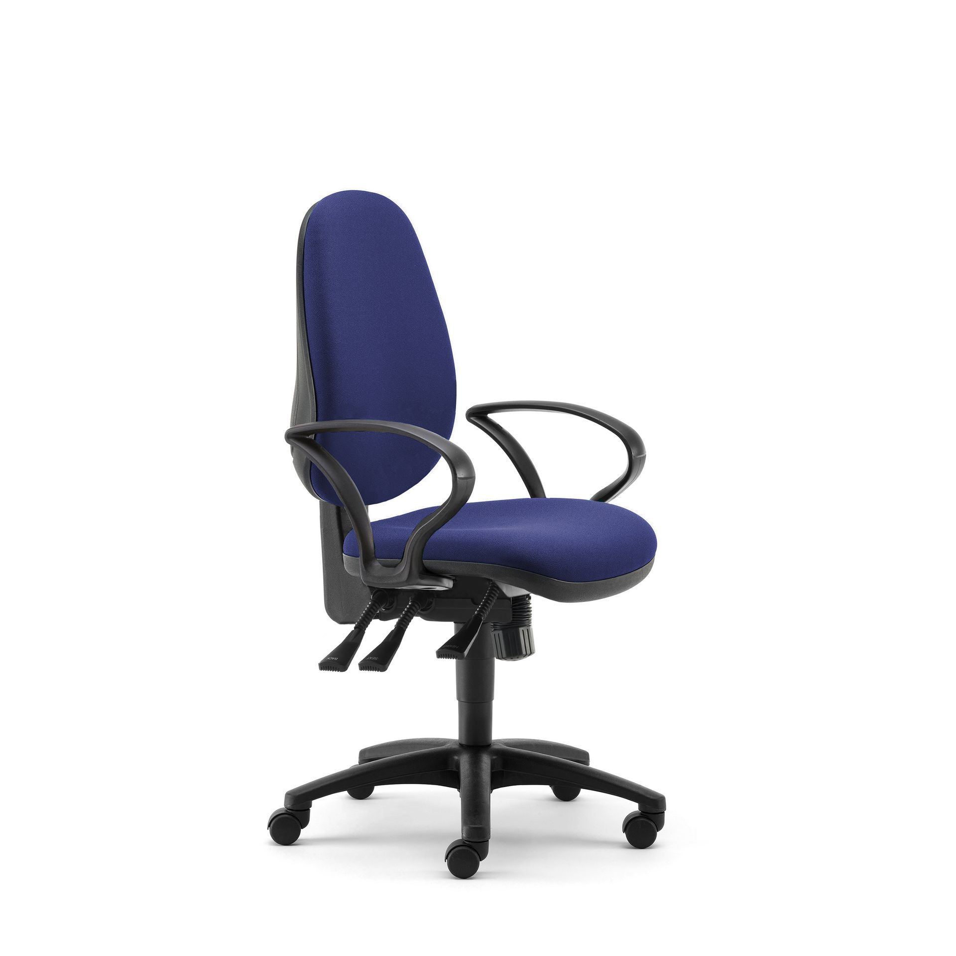 High back task chair with arms
