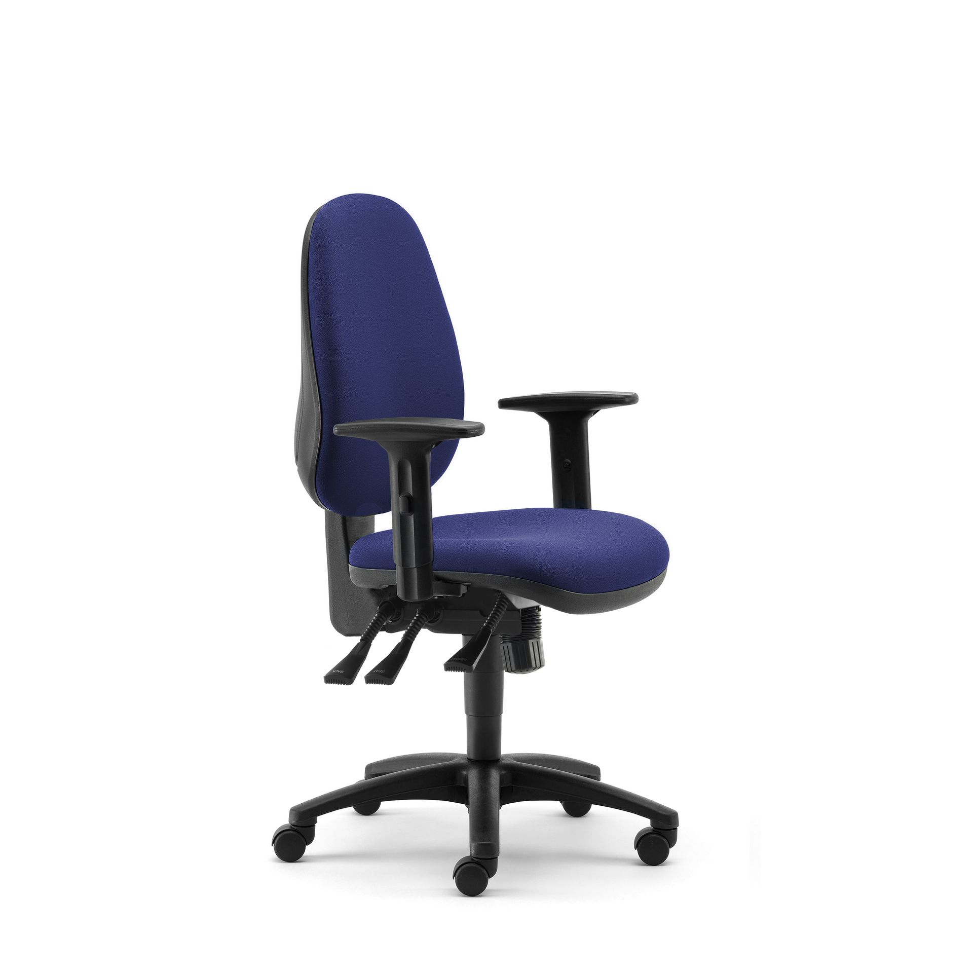 High back task chair with arms