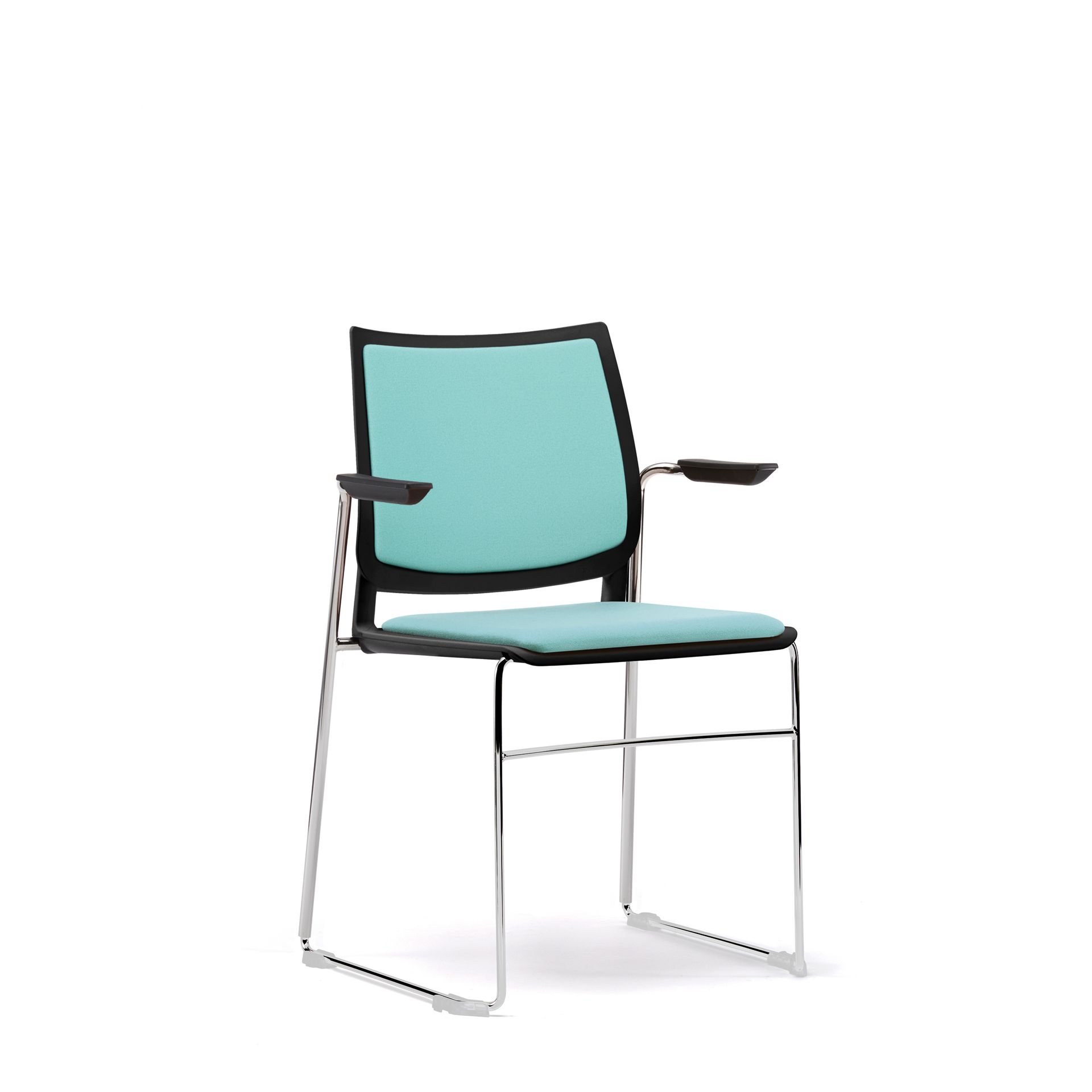 Stackable sled chair with arms
