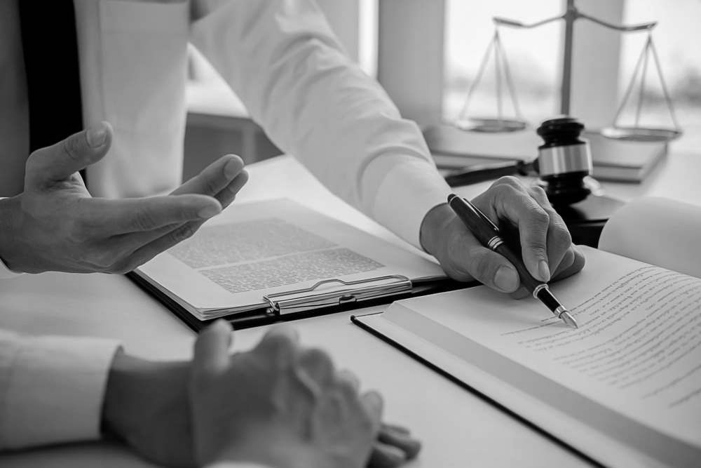 Criminal Lawyer In Robina Reviewing Legal Documents With Client