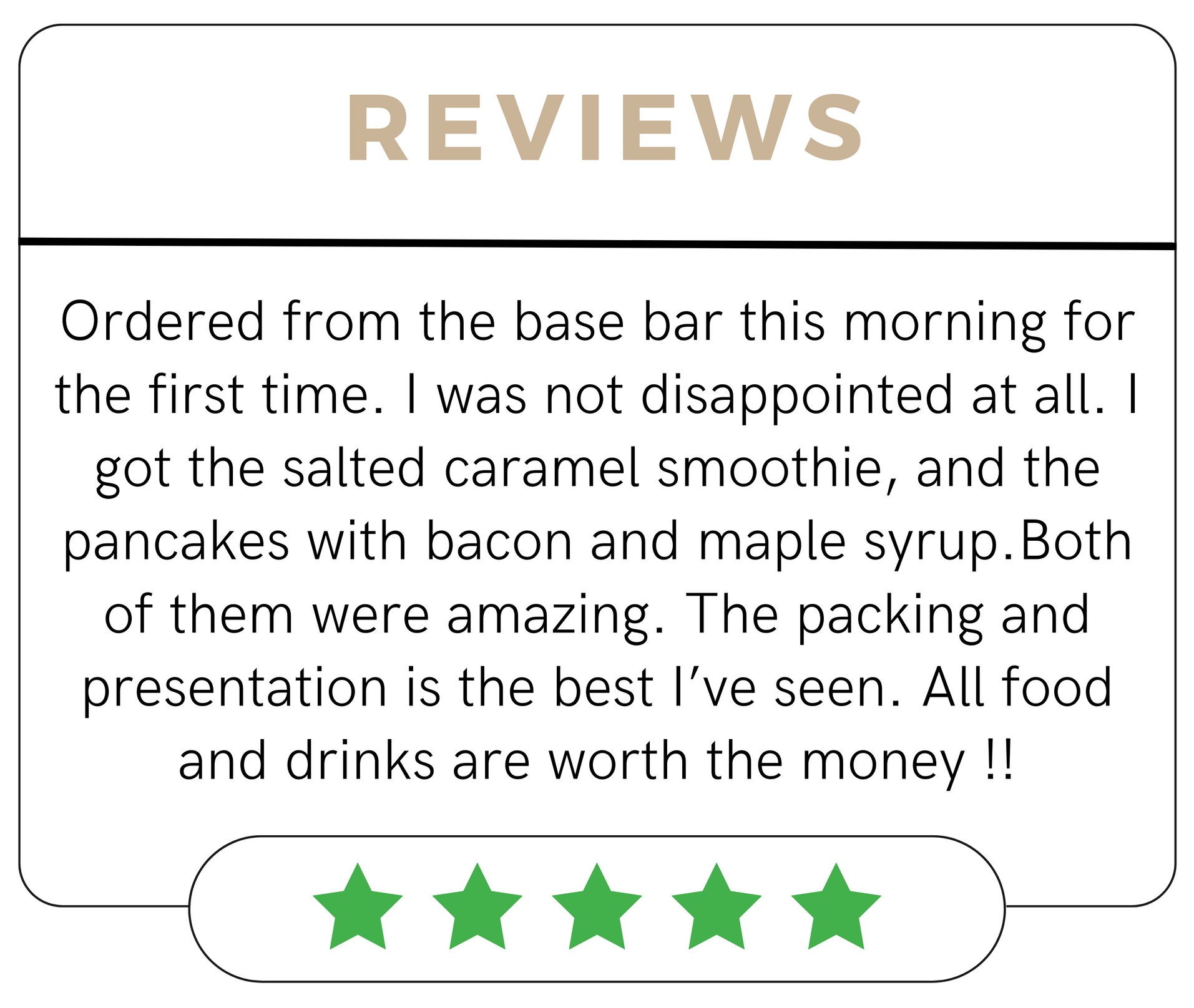 The Base Bar 5 Star Google Review