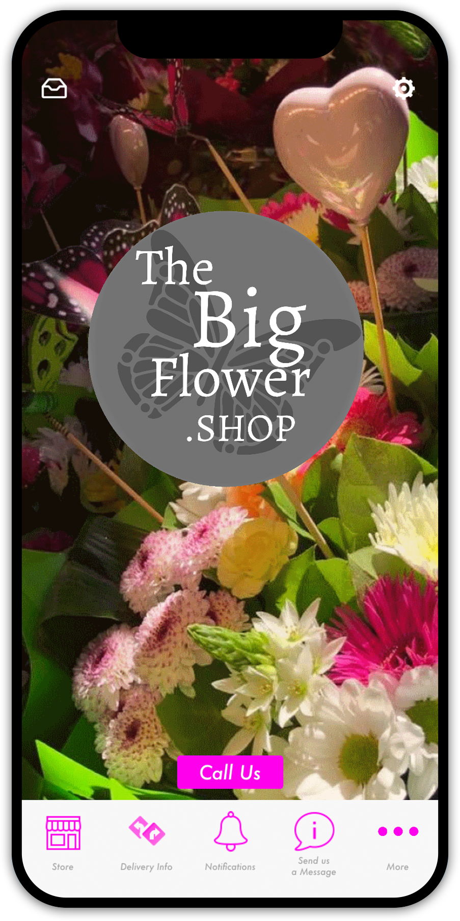 Mobile app showcasing flower shop,
