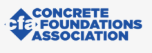 Concrete Foundations Association logo in blue text with a blue diamond icon on a white background
